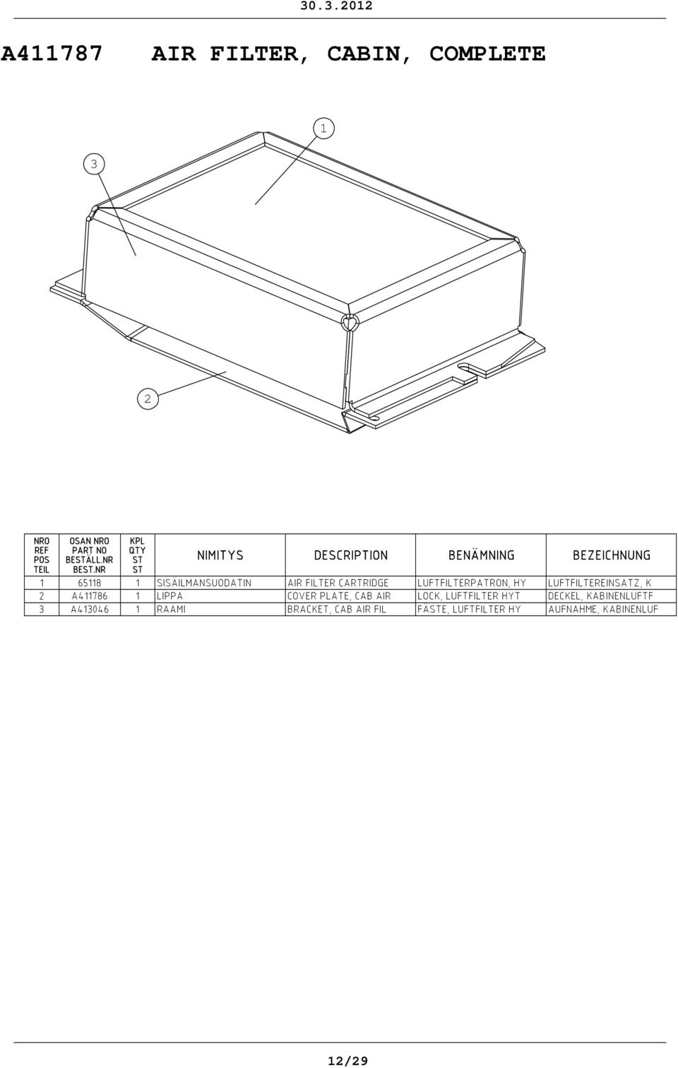 LUFTFILTEREINSATZ, K 2 A11786 1 LIPPA COVER PLATE, CAB AIR LOCK, LUFTFILTER