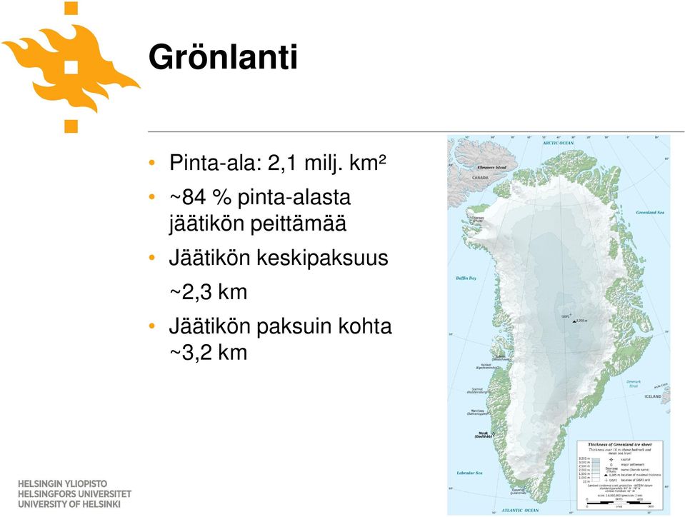 peittämää Jäätikön keskipaksuus