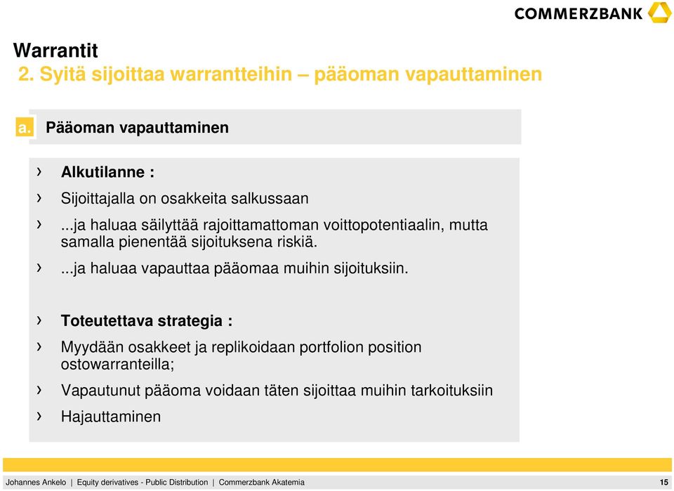 ..ja haluaa säilyttää rajoittamattoman voittopotentiaalin, mutta samalla pienentää sijoituksena riskiä.