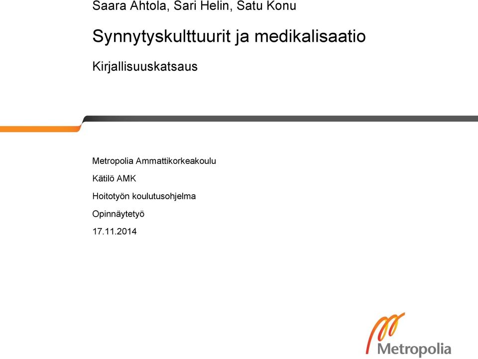 Kirjallisuuskatsaus Metropolia