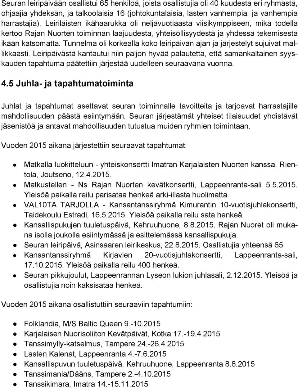 Tunnelma oli korkealla koko leiripäivän ajan ja järjestelyt sujuivat mallikkaasti.