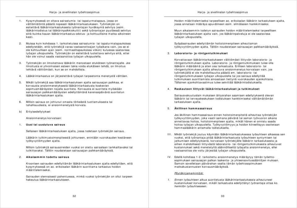 lääkärintodistus tai lääkärinpalkkiokuitti) sekä työnantajan pyytäessä selvitys siitä kuinka kauan lääkärintarkastus odotus- ja kohtuullisine matka-aikoineen kesti. 2. Muissa kuin kohdassa 1.