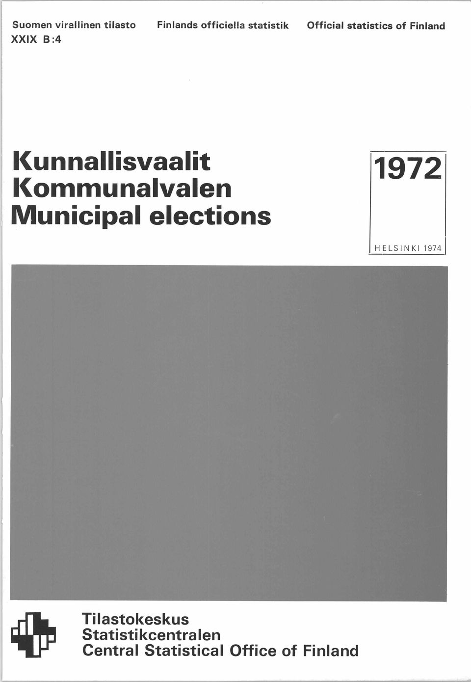 Kommunalvalen Municipal elections 1972 HELSINKI 1974