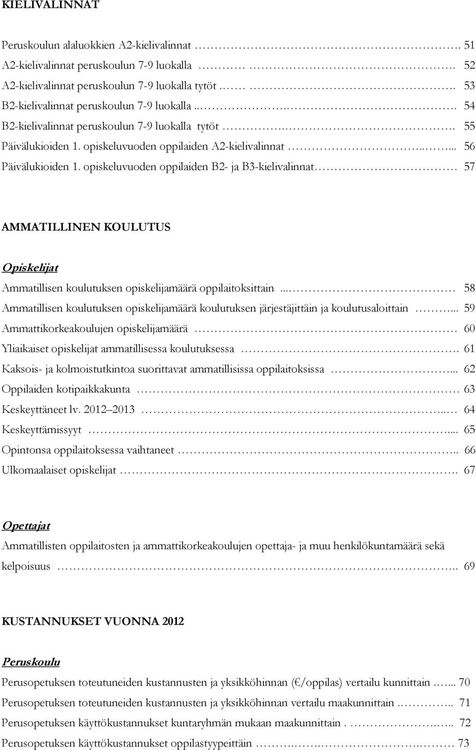 opiskeluvuoden oppilaiden B2- ja B3-kielivalinnat 57 AMMATILLINEN KOULUTUS Opiskelijat Ammatillisen koulutuksen opiskelijamäärä oppilaitoksittain.
