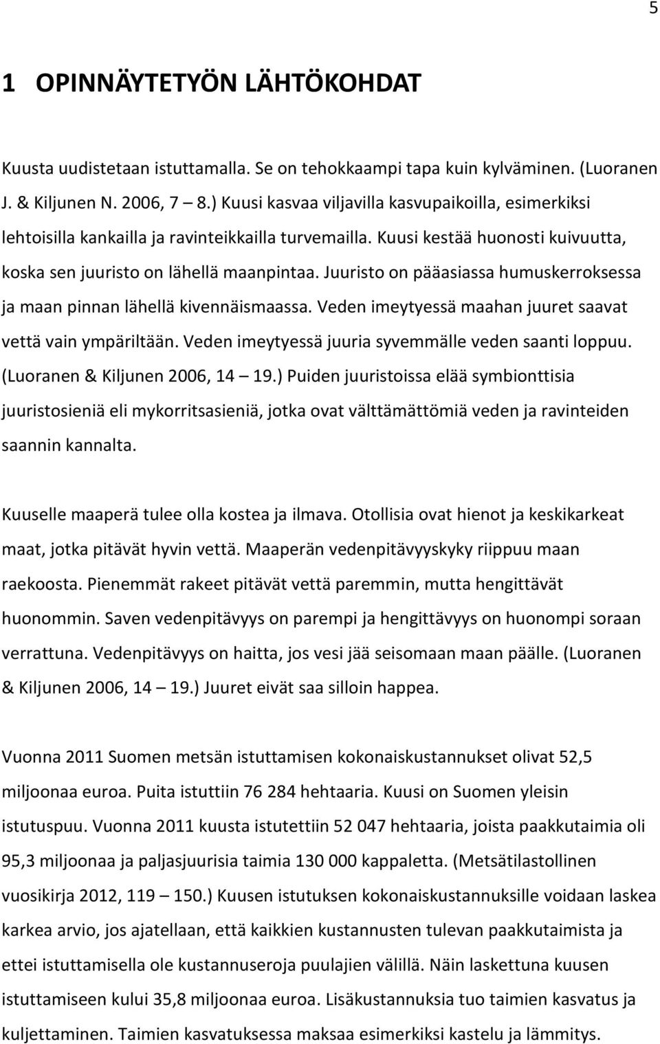 Juuristo on pääasiassa humuskerroksessa ja maan pinnan lähellä kivennäismaassa. Veden imeytyessä maahan juuret saavat vettä vain ympäriltään. Veden imeytyessä juuria syvemmälle veden saanti loppuu.