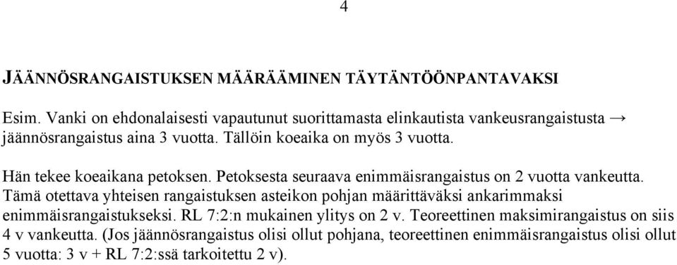 Hän tekee koeaikana petoksen. Petoksesta seuraava enimmäisrangaistus on 2 vuotta vankeutta.