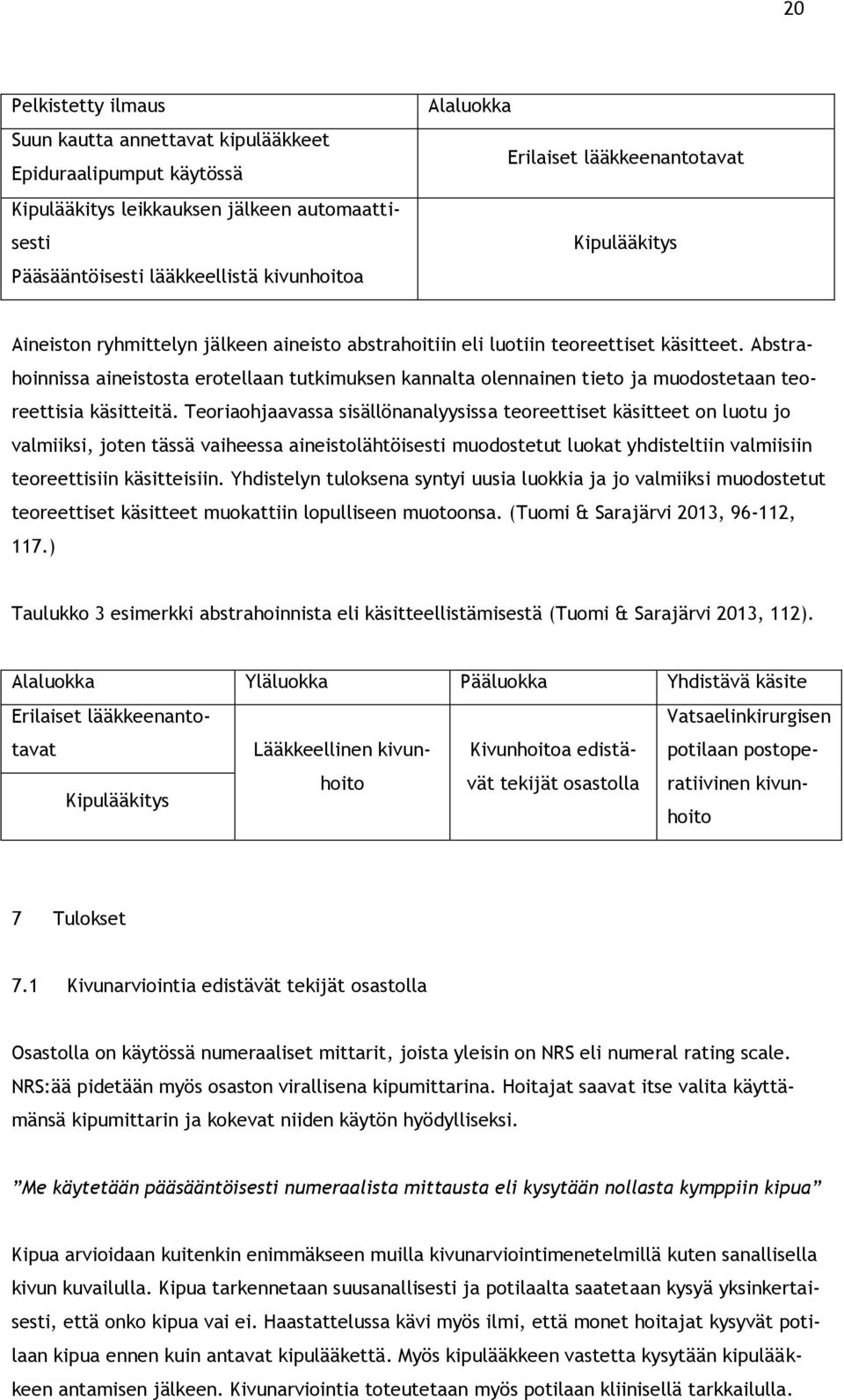 Abstrahoinnissa aineistosta erotellaan tutkimuksen kannalta olennainen tieto ja muodostetaan teoreettisia käsitteitä.