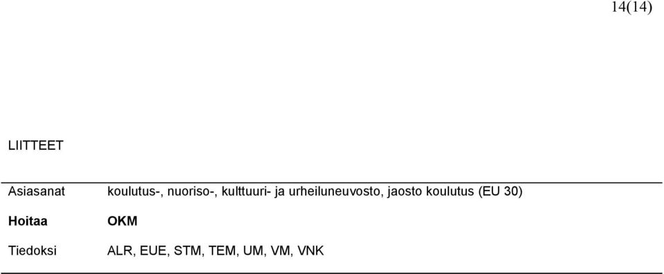 urheiluneuvosto, jaosto koulutus (EU