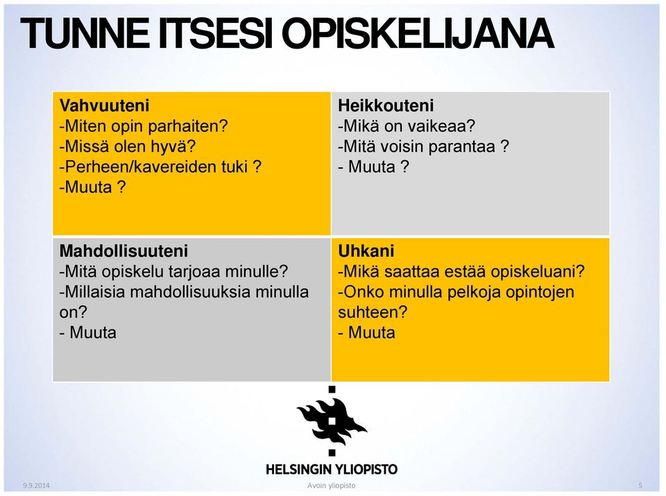 - Muuta? Mahdollisuuteni -Mitä opiskelu tarjoaa minulle?