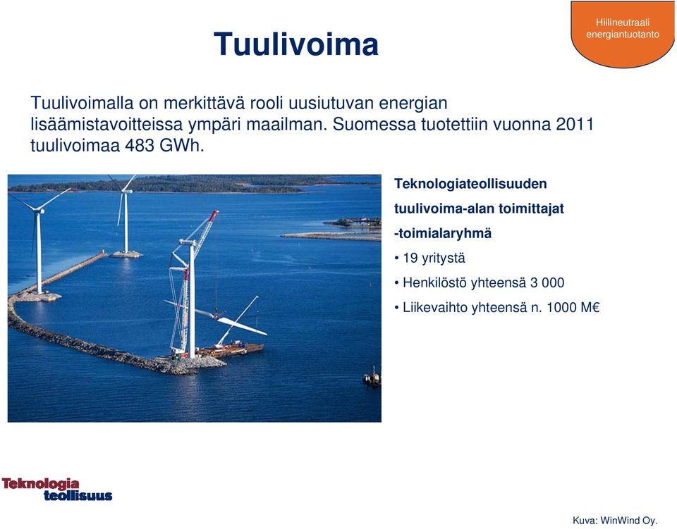 Suomessa tuotettiin vuonna 2011 tuulivoimaa 483 GWh.