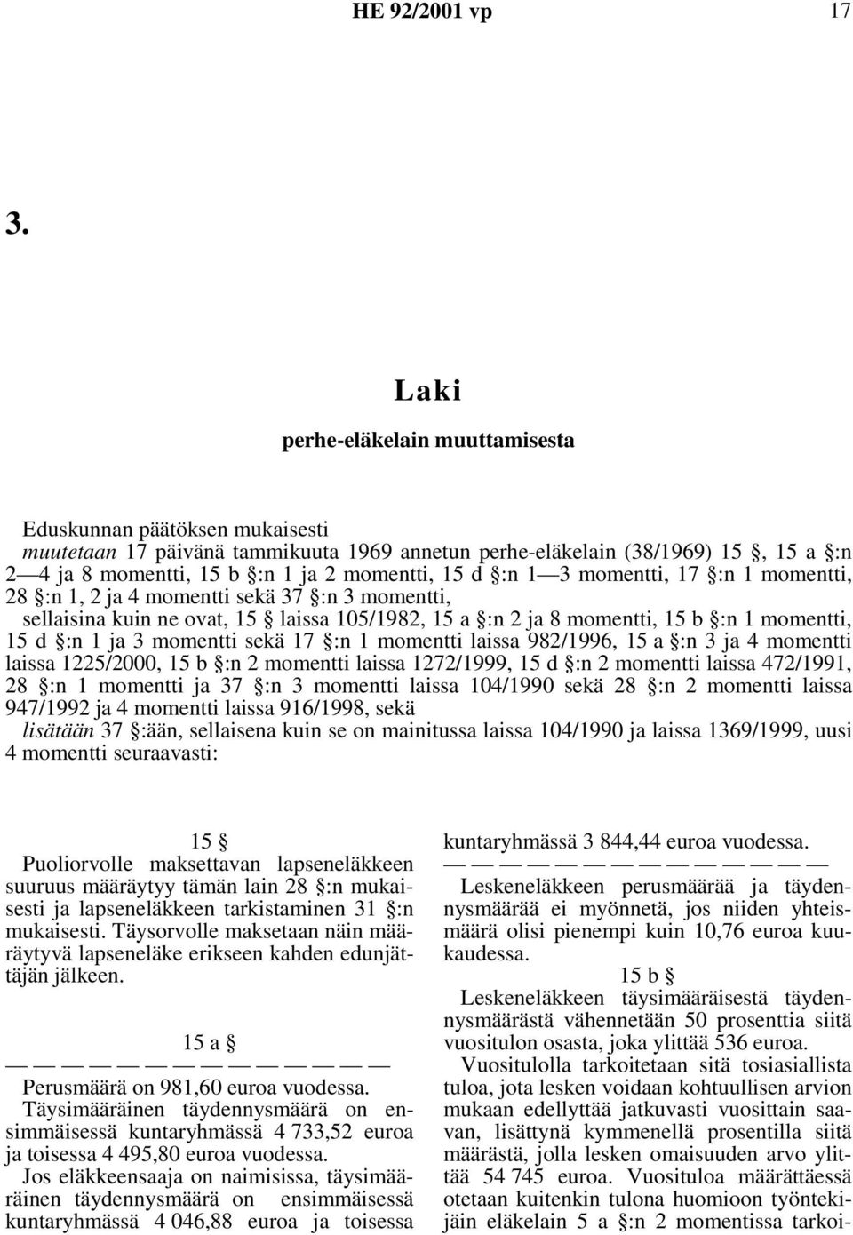 momentti sekä 17 :n 1 momentti laissa 982/1996, 15 a :n 3 ja 4 momentti laissa 1225/2000, 15 b :n 2 momentti laissa 1272/1999, 15 d :n 2 momentti laissa 472/1991, 28 :n 1 momentti ja 37 :n 3 momentti