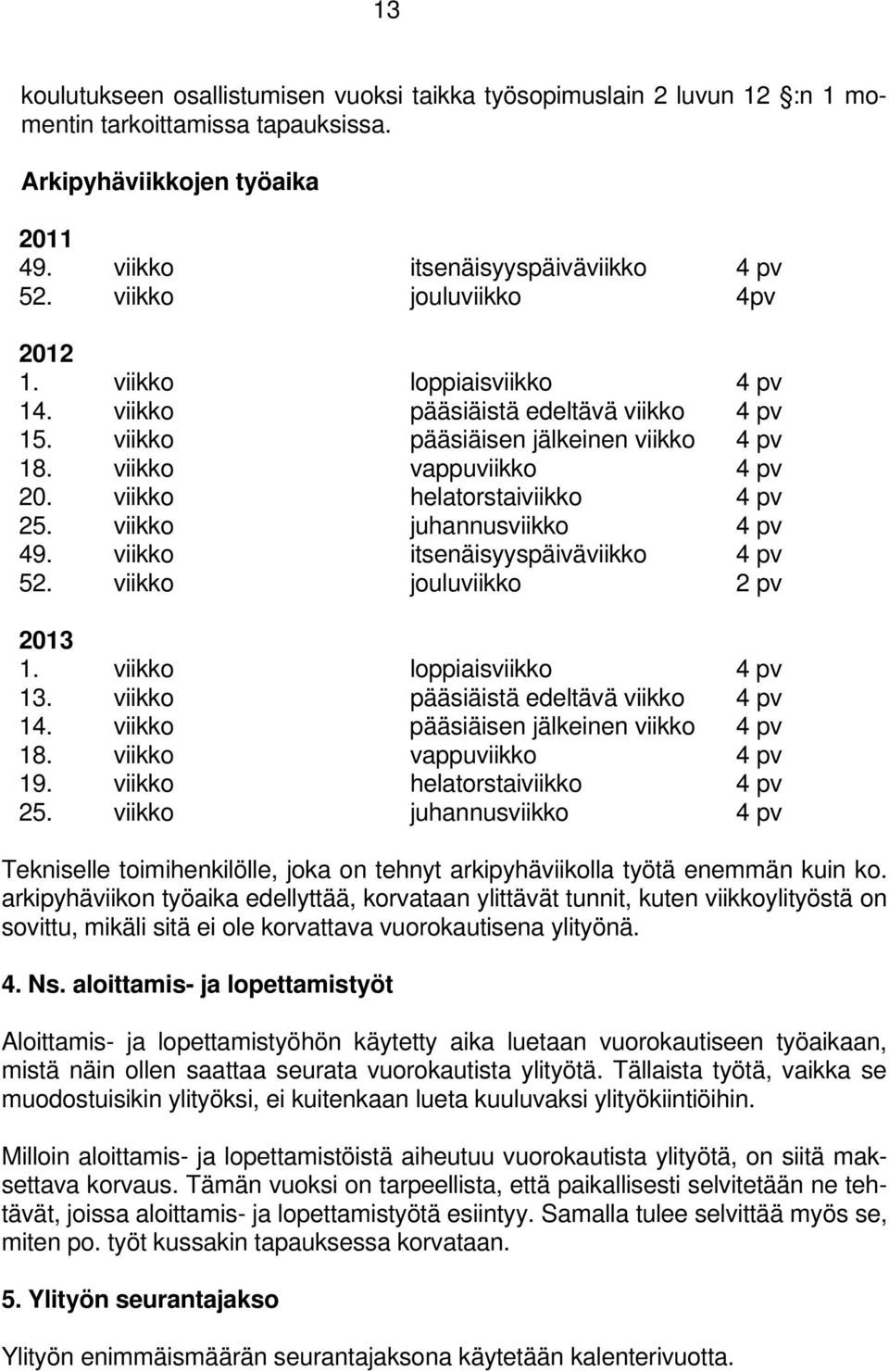viikko helatorstaiviikko 4 pv 25. viikko juhannusviikko 4 pv 49. viikko itsenäisyyspäiväviikko 4 pv 52. viikko jouluviikko 2 pv 2013 1. viikko loppiaisviikko 4 pv 13.