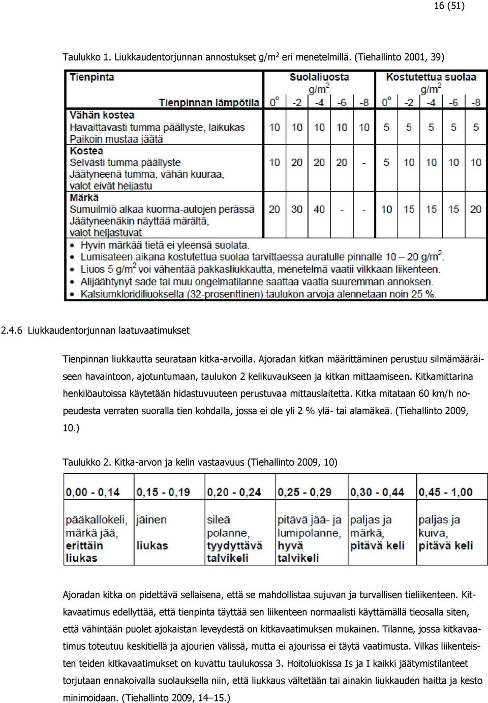 Kitkamittarina henkilöautoissa käytetään hidastuvuuteen perustuvaa mittauslaitetta. Kitka mitataan 60 km/h nopeudesta verraten suoralla tien kohdalla, jossa ei ole yli 2 % ylä- tai alamäkeä.