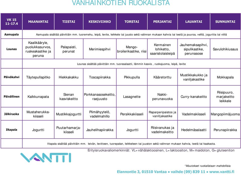 Savulohikiusaus Päiväkahvi Täytepullapitko Hiekkakakku Toscapiirakka Pikkupulla Kääretorttu Mustikkakukko ja vaniljakastike Mokkapala Kalkkunapata Sienan kasviskeitto