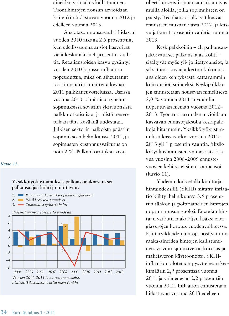 Reaaliansioiden kasvu pysähtyi vuoden lopussa inflaation nopeuduttua, mikä on aiheuttanut jossain määrin jännitteitä kevään palkkaneuvotteluissa.