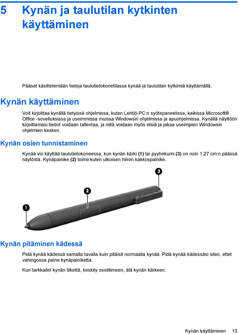 Kynällä näyttöön kirjoittamasi tiedot voidaan tallentaa, ja niitä voidaan myös etsiä ja jakaa useimpien Windowsin ohjelmien kesken.