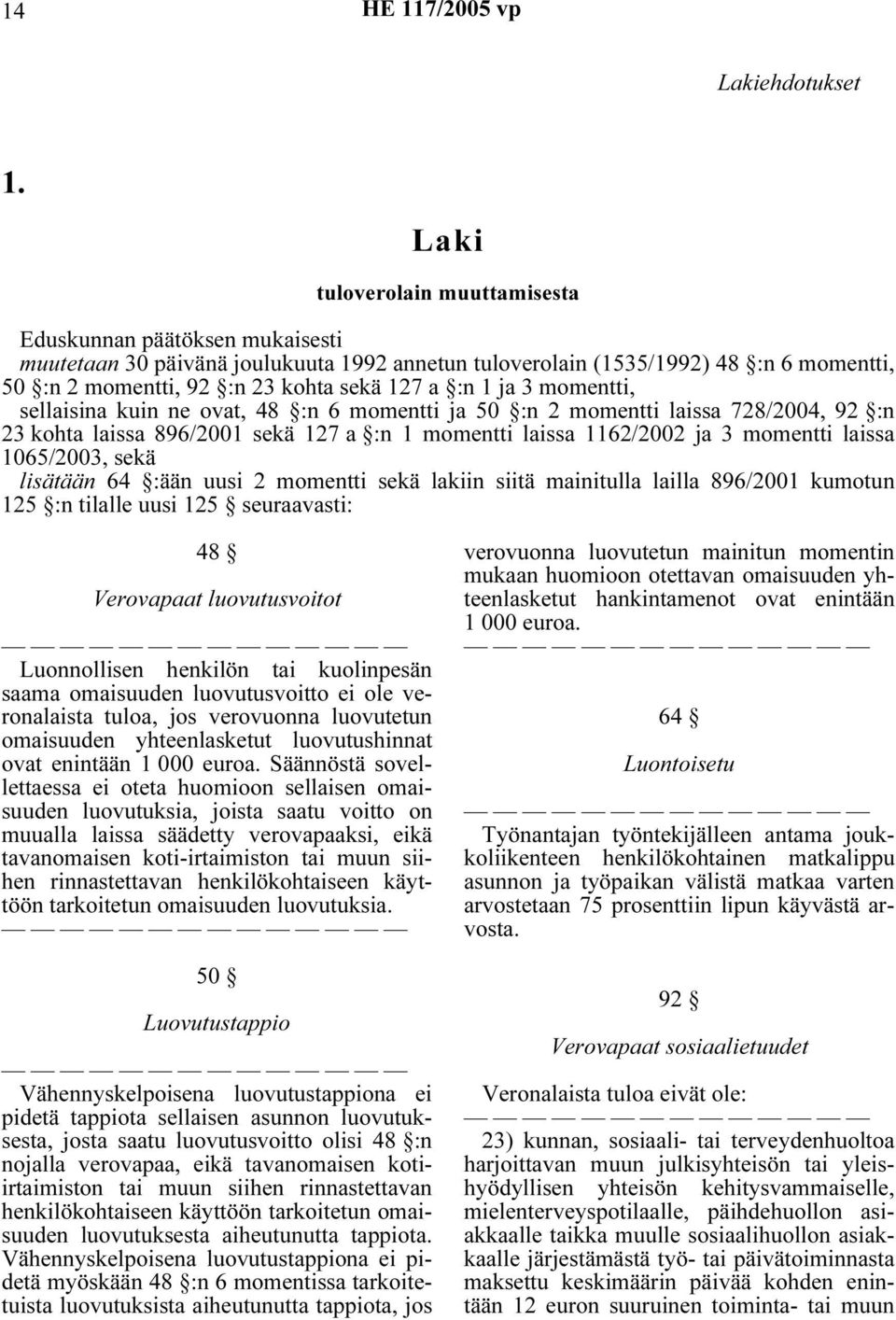 1 ja 3 momentti, sellaisina kuin ne ovat, 48 :n 6 momentti ja 50 :n 2 momentti laissa 728/2004, 92 :n 23 kohta laissa 896/2001 sekä 127 a :n 1 momentti laissa 1162/2002 ja 3 momentti laissa