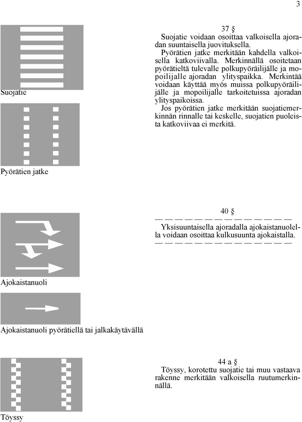 Merkintää voidaan käyttää myös muissa polkupyöräilijälle ja mopoilijalle tarkoitetuissa ajoradan ylityspaikoissa.
