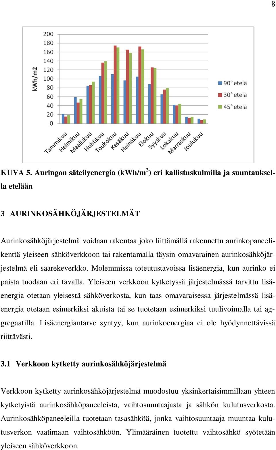 yleiseen sähköverkkoon tai rakentamalla täysin omavarainen aurinkosähköjärjestelmä eli saarekeverkko. Molemmissa toteutustavoissa lisäenergia, kun aurinko ei paista tuodaan eri tavalla.
