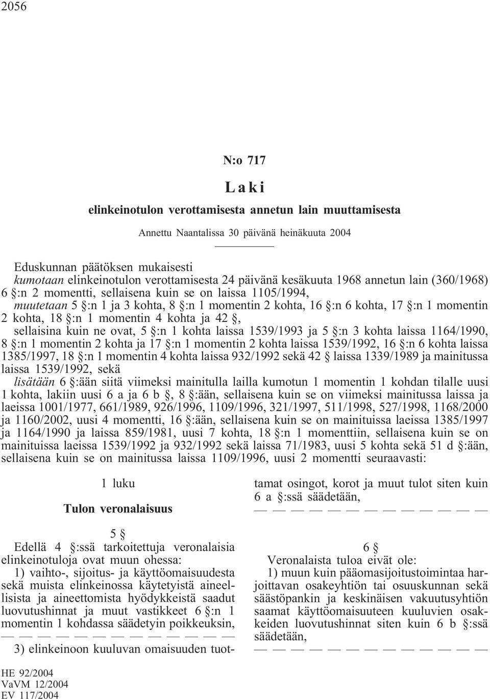 ne ovat, 5 :n 1 kohta laissa 1539/1993 ja 5 :n 3 kohta laissa 1164/1990, 8 :n 1 momentin 2 kohta ja 17 :n 1 momentin 2 kohta laissa 1539/1992, 16 :n 6 kohta laissa 1385/1997, 18 :n 1 momentin 4 kohta