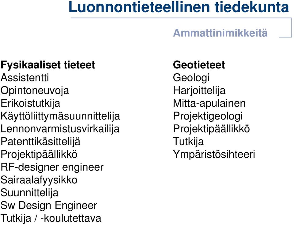 RF-designer engineer Sairaalafyysikko Suunnittelija Sw Design Engineer Tutkija /