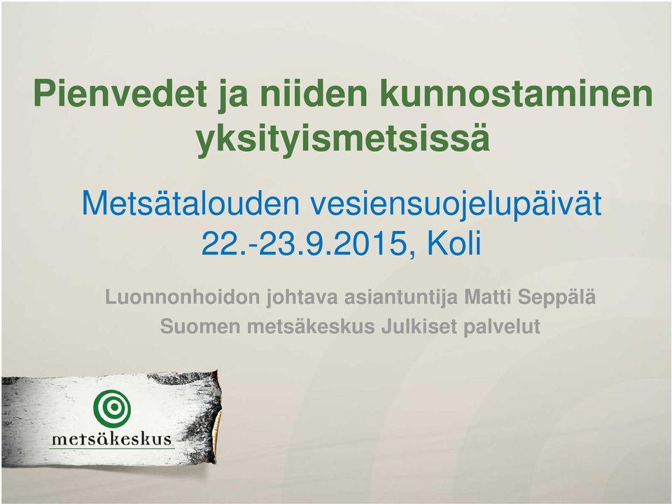 vesiensuojelupäivät 22.-23.9.