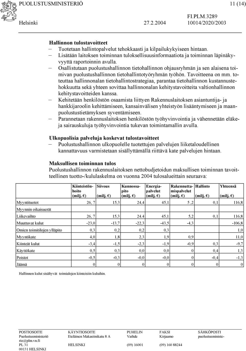 Osallistutaan puolustushallinnon tietohallinnon ohjausryhmän ja sen alaisena toimivan puolustushallinnon tietohallintotyöryhmän työhön. Tavoitteena on mm.