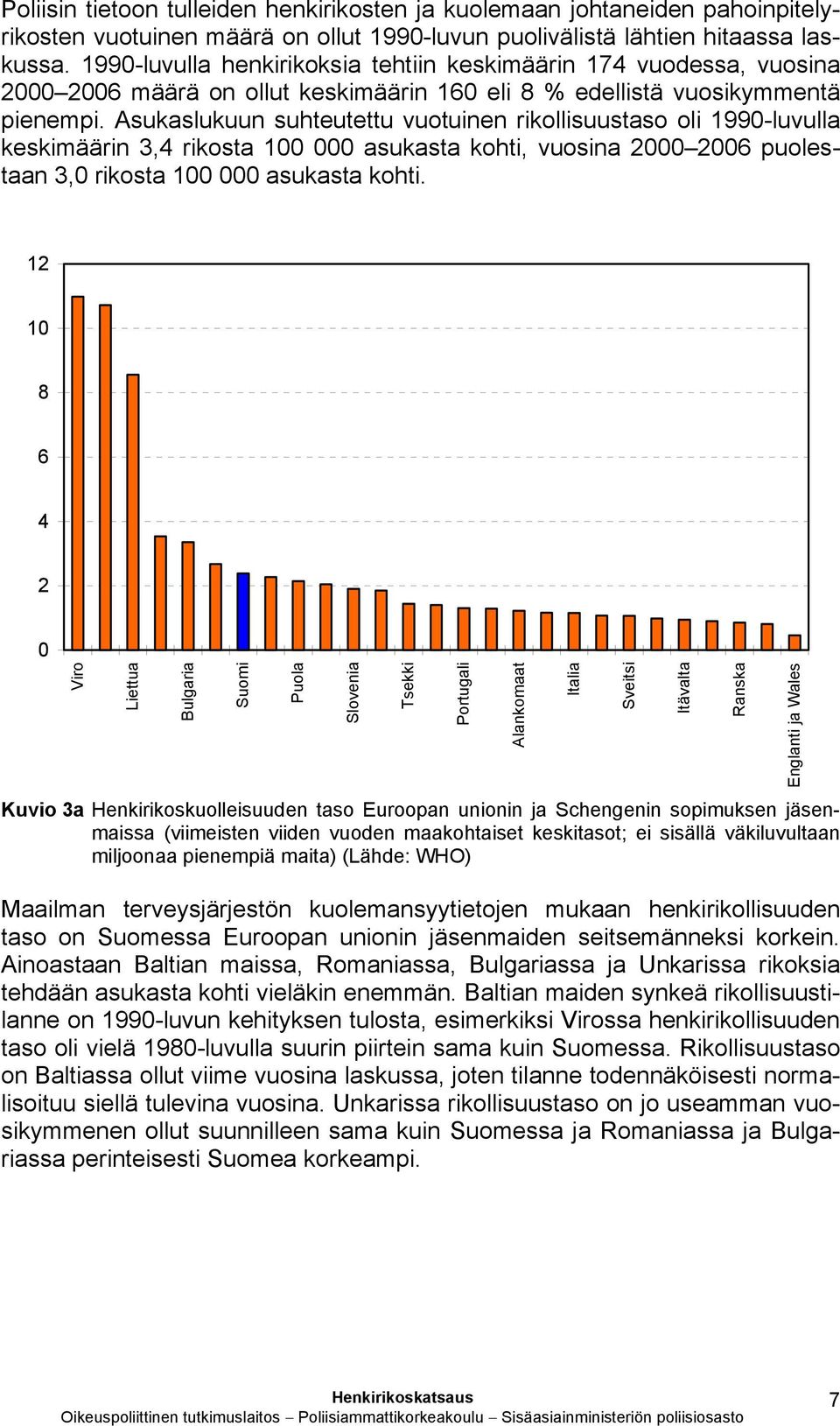 Asukaslukuun suhteutettu vuotuinen rikollisuustaso oli 1990-luvulla keskimäärin 3,4 rikosta 100 000 asukasta kohti, vuosina 2000 2006 puolestaan 3,0 rikosta 100 000 asukasta kohti.