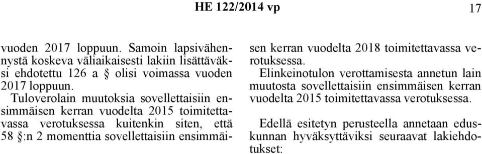 sovellettaisiin ensimmäisen kerran vuodelta 2018 toimitettavassa verotuksessa.