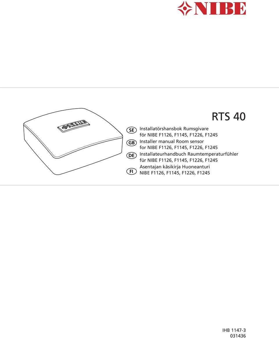 F Installateurhandbuch Raumtemperaturfühler für NIBE F, F,
