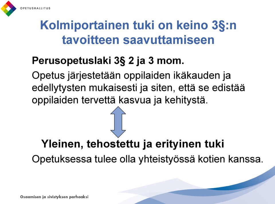 Opetus järjestetään oppilaiden ikäkauden ja edellytysten mukaisesti ja siten,