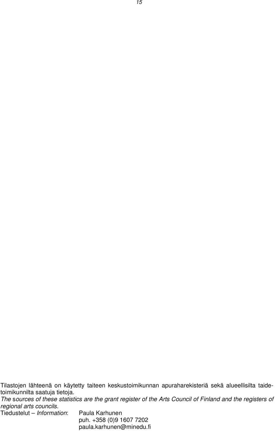 The sources of these statistics are the grant register of the Arts Council of Finland