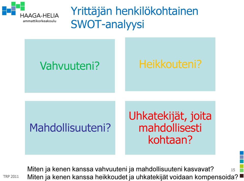 TRP 2011 Miten ja kenen kanssa vahvuuteni ja mahdollisuuteni