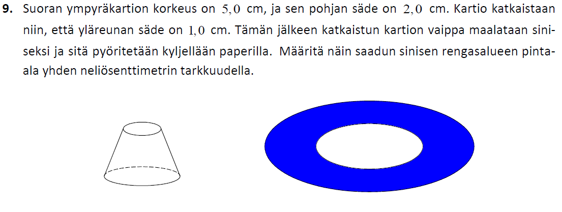 Ratkaisu: Yhdenmuotoisista kolmioista saadaan suhdeluvuksi 2,5.