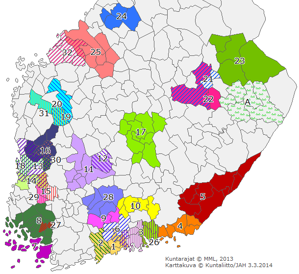 Käynnissä olevat kuntajakoselvitykset Etelä-Suomessa