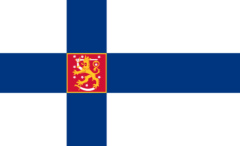 Suorakaiteinen valtiolippu Muuten samanlainen kuin kansallislippu, mutta ristin sakaroiden leikkauskohdassa on Suomen vaakuna neliönmuotoisella pohjalla Vaakunan punaisen pohjan ja lipun sinisen