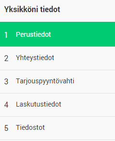 Ainoastaan pääkäyttäjä voi muuttaa yrityksen tietoja ja asetuksia. Täydennä yrityksesi perustiedot ja kuvaa yritystoimintaasi. Tarjouspyyntövahtiin voit kirjata yritystänne kiinnostavia avainsanoja.