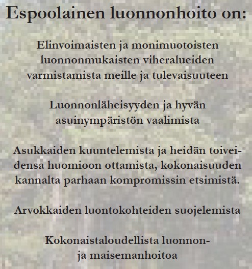 Luonnonhoidon toimintamalli: mitä periaatteita, tavoitteita ja vuorovaikutustapaa kaupunki kertoo noudattavansa Luonnon- ja