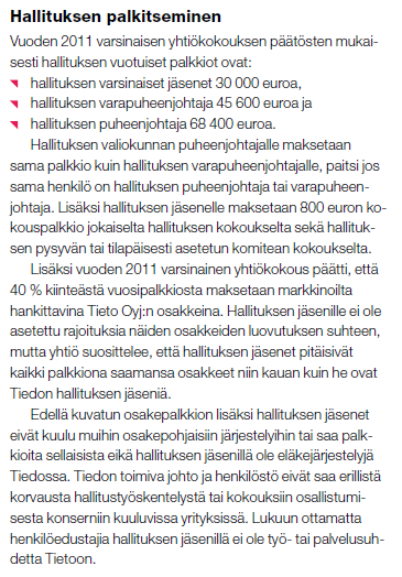 7 ( 8 ) c) Jos kohdassa 6 a mainittu henkilö on työ- tai toimisuhteessa yhtiöön (executive chairman; executive director) tai toimii yhtiön neuvonantajana, yhtiön on selostettava tästä tehtävästä