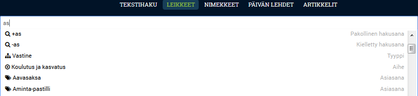 Metadata leikkeistä Leikemetadatalla