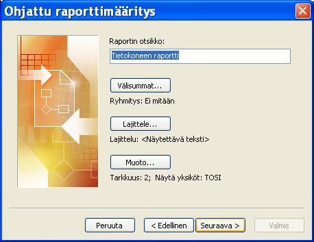 Raporttien sisältöä voidaan muokata raporttien päävalikon "Muokkaa"-painikkeella.