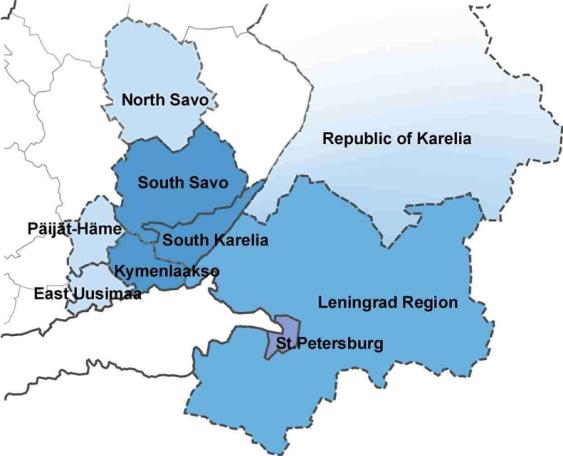 SOUTH-EAST FINLAND - RUSSIA CBC 2014-2020 / Rahoituskehys 72,3 M + (EU 50%, Suomi 25%, Venäjä 25%) / Toimintalinja 1: Elävä, aktiivinen ja kilpailukykyinen talous / Liiketoiminta ja pk -yritysten