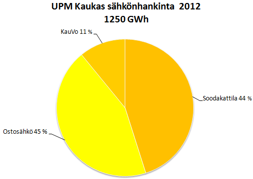 16 Kuva 7. UPM Kaukaan sähkönhankinta 2012. Biovoimalaitoksen UPM:n osuuden polttoaineenkulutus vastaa noin 15 % koko tehtaiden polttoainetarpeesta.