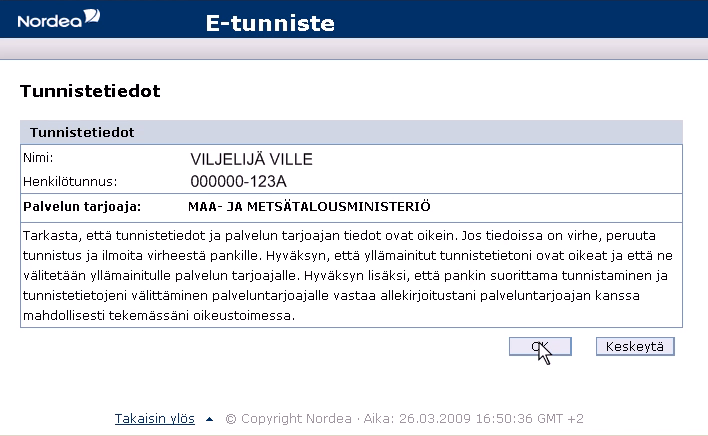 Kirjautuminen VIPU-palveluun (pankkitunnukset)