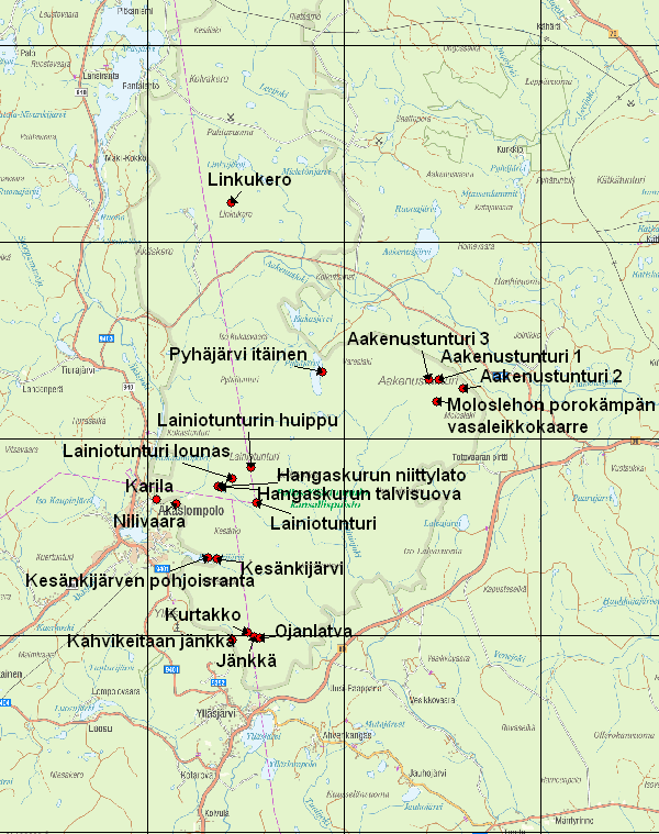 Liitekartta 2 Pallas-Yllästunturin kansallispuistossa