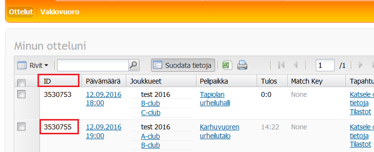 Ottelun numero/id näkyy sekä FIBA LiveStatsista lähtevissä tiedoissa, kuva yllä GAME3530755, ja