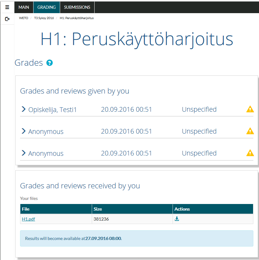 Arvinti sa kurssisuritusta Arviidaan ma ja kaksi vertaistyötä Arviintihjeet aukeavat väkäsestä sanallinen arvi JA pisteet muista lpuksi