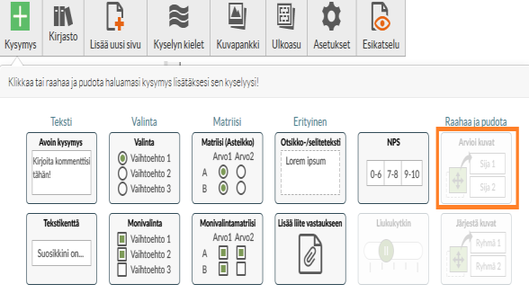 Nelikenttä, kaksiulotteinen kysymys. NPS (Net Promoter Score), suosittelun mittaaminen.