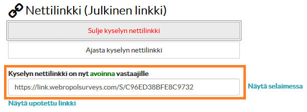 Toistuvuudella määrität toteutuuko esimerkiksi kyselyn nettilinkin avaus ainoastaan yhden kerran vai toistuuko nettilinkin avautuminen esimerkiksi kuukausittain tiettynä ajankohtana.