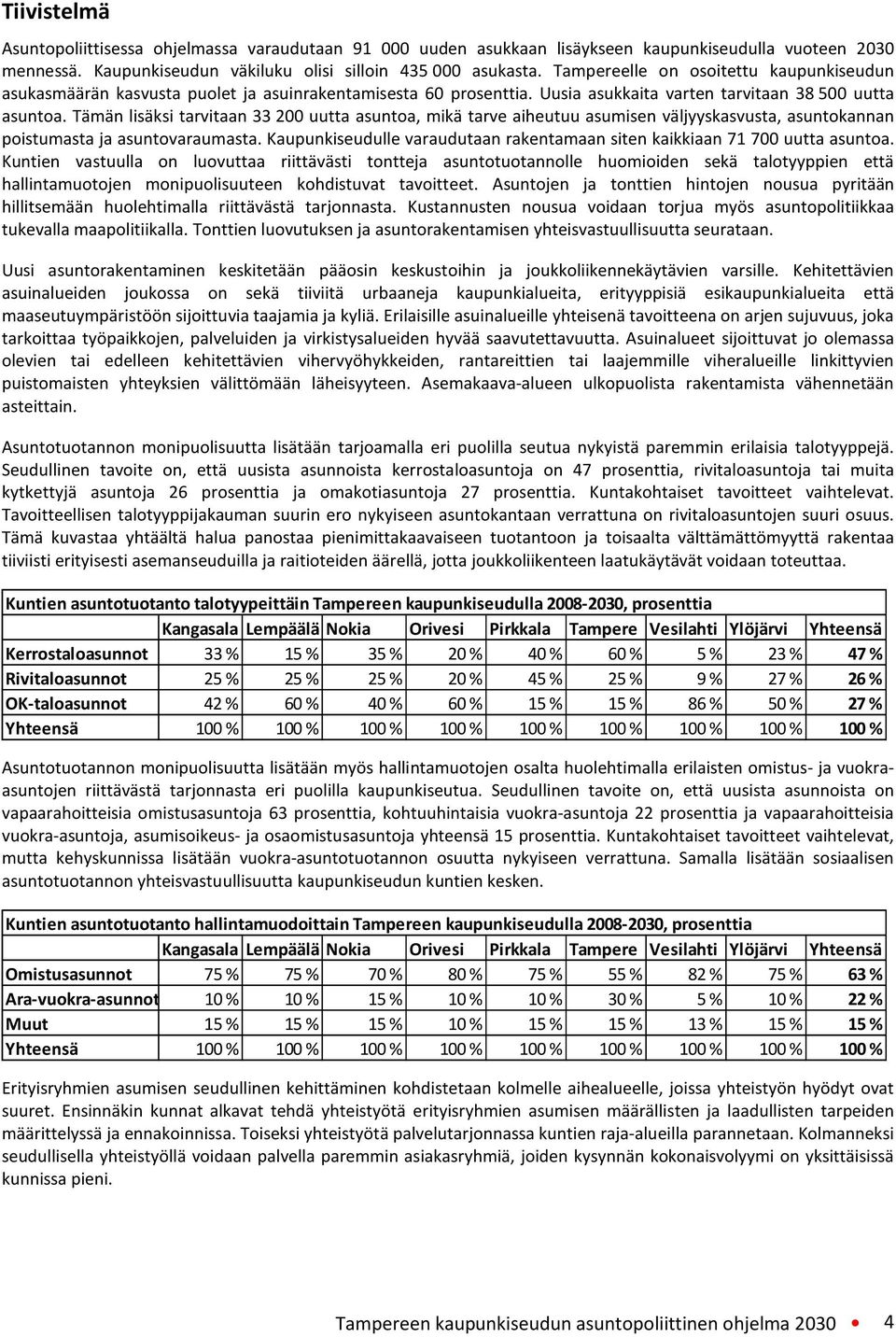 Tämän lisäksi tarvitaan 33 200 uutta asuntoa, mikä tarve aiheutuu asumisen väljyyskasvusta, asuntokannan poistumasta ja asuntovaraumasta.